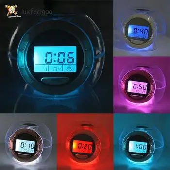 1 комплект ЖК-будильника в форме яблока, красочные электронные часы с вечным календарем, креативный ЖК-будильник с красочным изменением цвета