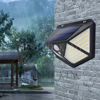 100 светодиодных солнечных ламп ip65, уличная солнечная лампа, датчик движения PIR, настенный светильник, Водонепроницаемый Солнечный свет на солнечной энергии для украшения сада 7