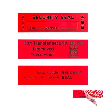 100шт красная наклейка с гарантией высокой безопасности (90X25 мм), гарантия защиты от несанкционированного доступа, наклейка с недействительным серийным номером 11