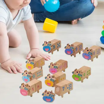 10x Деревянный сортировочный блок для укладки игрушек Монтессори для детей 4, 5, 6 лет, унисекс 2