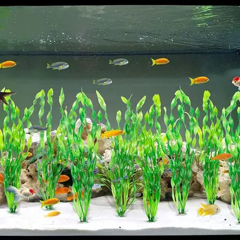 10шт Пластиковых Аквариумных растений Для украшения аквариума с рыбками Искусственные Морские Водоросли Водяная Трава Подводные Растения Для украшения Аквариума