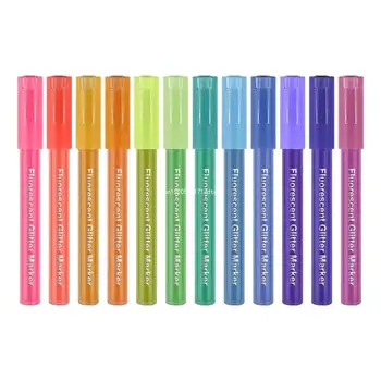 12 Упаковок блестящих ручек-хайлайтеров флуоресцентного цвета, полезные советы для ArtJournaling Dropship 11