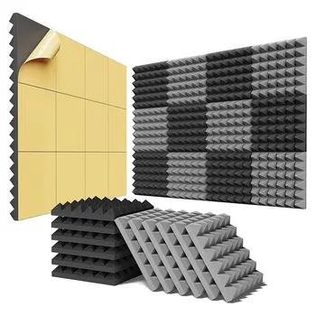 12 Упаковок самоклеящихся звукоизоляционных пенопластовых панелей 2 x 12 x 12 дюймов Акустических панелей 9