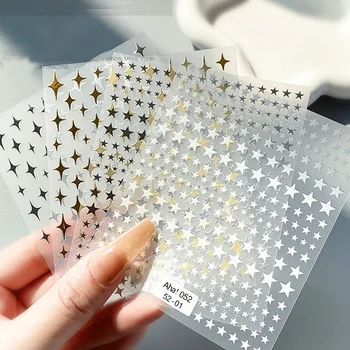 1шт 3D Лазерные Звезды Наклейки Для Дизайна Ногтей Роскошные Самоклеящиеся Четырехконечные Звезды Наклейки Для Дизайна Ногтей Для Женщин Девочек Украшения Для Маникюра