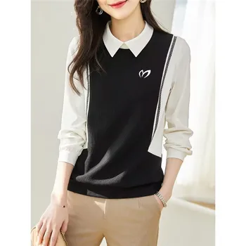 2023 Женская одежда для гольфа, осенний поддельный кукольный нагрудник из двух частей, Корейский дизайн, пуловер, топ для гольфа, женская одежда для гольфа, Новые рубашки для гольфа