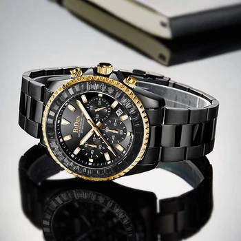 2023 Новые мужские кварцевые часы BIDEN, лучший бренд, роскошные мужские часы с хронографом, многофункциональные водонепроницаемые спортивные часы из нержавеющей стали 3