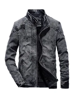 2023 Осень и зима, Новые однотонные куртки Tide, мужская Корейская модная хлопковая приталенная джинсовая куртка, Молодежное пальто 14