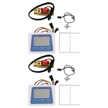 2X Цифровой ЖК-дисплей, датчик расхода воды, расходомер, ротаметр, Запись температуры и времени С датчиком расхода G1/2 4