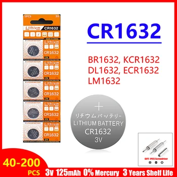 40-200 шт 3 В 125 мАч CR1632 Батарейки Для Монет CR 1632 DL1632 BR1632 LM1632 ECR1632 Литиевая Кнопочная Батарея Для Часов С Дистанционным Управлением