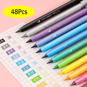 48ШТ цветов вечные карандаши студенческая поза без заточки карандашей детские карандаши для рисования colorsketchingpencilswholesale 11