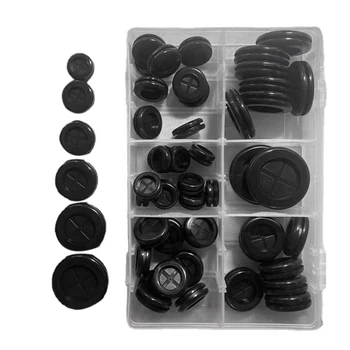 52 ШТ. Комплект круглых резиновых прокладок, Черная резина для защиты проводов, вилок, кабелей, сантехники 10