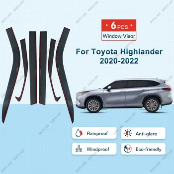 6шт Для Toyota Highlander 2020 2021 2022 Дымовое Окно Козырек Вентиляционное Отверстие Автомобиля Дефлектор Окна Шторы Защита От Солнца И Дождя 6X Тенты Обвес 2