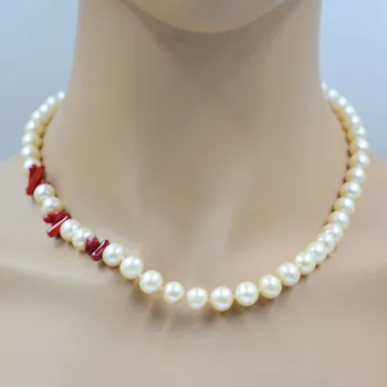 8-9 мм AAA натуральное розовое ожерелье из пресноводного почти круглого жемчуга 18 дюймов 14