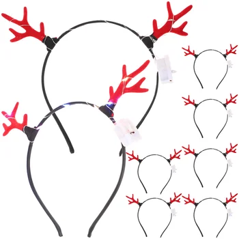 8шт Рождественская повязка на голову со светодиодной подсветкой, повязка на голову с оленьими рогами, повязка на голову с оленьими ушами, повязка на голову для вечеринки 1