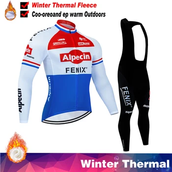 Alpecin Зимние Комплекты из термо-флисовой велосипедной майки для мужчин с длинным рукавом Ropa Ciclismo, теплая велосипедная одежда, полукомбинезон, Майо Hombre