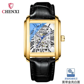 CHENXI 8816 Роскошные Золотые Автоматические часы Мужские Деловые Водонепроницаемые Механические наручные часы с турбийоном Relogio Masculino 4