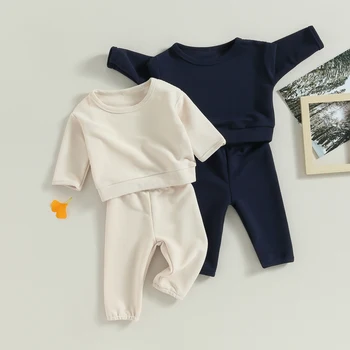 Citgeett, Осенние комплекты одежды для новорожденных мальчиков, толстовки с длинными рукавами, топы и однотонные брюки, осенние комплекты одежды 1