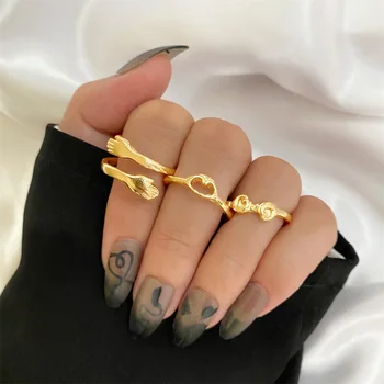 IFKM готический обнять мышцы рук кольца для женщин мужчин регулируемые открытые манжеты кольца свадьбы пара кольца старинные ювелирные изделия подарок 5