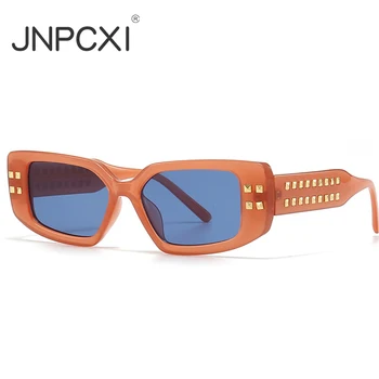 JNPCXI Модные Солнцезащитные очки с кошачьим глазом, Женские Роскошные Брендовые Дизайнерские Заклепки, Квадратные оттенки, Мужские Солнцезащитные очки 6