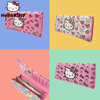 Sanrio Hello Kitty, Женский Длинный кошелек на молнии, Новый Кошелек, Y2k, Милая Мультяшная Модная Сумочка, Кошелек Для Девочек, Детская сумка 11