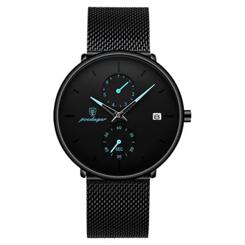 Sdotter Ультратонкие часы мужские люксовый бренд, модные водонепроницаемые кварцевые наручные часы, мужские спортивные часы с календарем, сетчатый ремешок 12