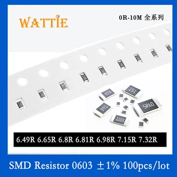 SMD резистор 0603 1% 6.49R 6.65R 6.8R 6.81R 6.98R 7.15R 7.32R 100 шт./лот микросхемные резисторы 1/10 Вт 1.6 мм * 0.8 мм 8
