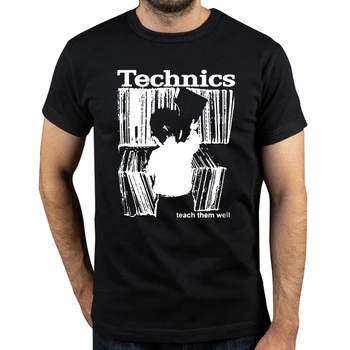 Technics Футболка Kid Teach Them Well Dj Music Футболка Модная хлопковая футболка с коротким рукавом и круглым вырезом Летние классные футболки 6
