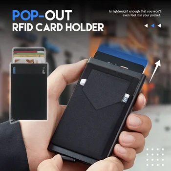 Алюминиевый держатель для карт, RFID-держатель для кредитных карт, автоматическая всплывающая коробка для банковских карт, умный быстросъемный женский кошелек, мини-упаковка для автомобиля 10