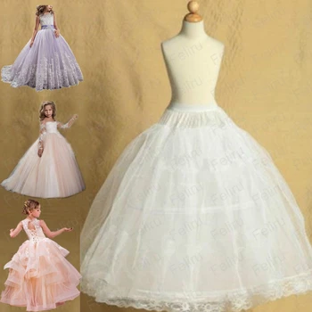 Белая нижняя юбка для девочек, нижняя юбка с кринолином, бальное платье для выпускного вечера в цветочек, пышная юбка Jupon, 2 обруча