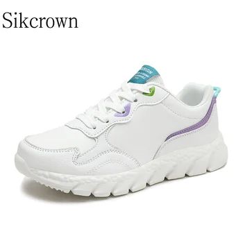 Белые женские кроссовки из искусственной кожи Snekders, легкая спортивная обувь, уличная обувь для тренировок на шнуровке, женская обувь для фитнеса, черный 15