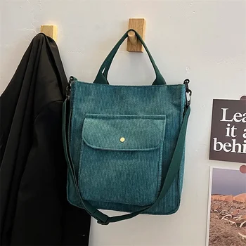 Вельветовая сумка Новинка 2023 года, студенческая сумка для девочек, сумка для покупок, дизайнерская сумка, осенне-зимняя женская холщовая сумка через плечо 12