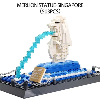 Всемирно известная достопримечательность архитектуры MOC Building Block Сингапурский Парк Мерлион Кирпич Развивающая игрушка Сборная модель для подарков 4