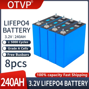 Высокая Емкость 3.2V 8PCS 240AH Lifepo4 Литий-Железо-Фосфатный Элемент DIY 12V 24V 36V 48V Аккумуляторная Батарея Для Гольф-Кара RV 11