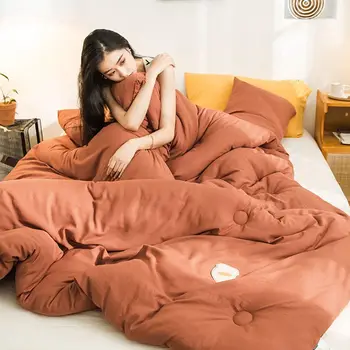 Высококачественное утолщенное и теплое одеяло SF, одеяло из чистого натурального пуха, однотонное летнее и зимнее пуховое одеяло, хлопковое одеяло 11