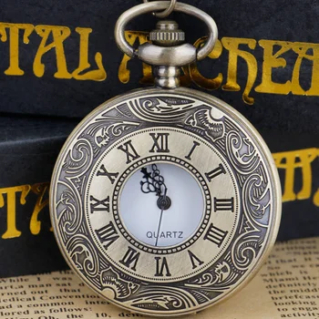 Высококачественные Ретро Римские текстовые циферблаты с белым циферблатом Кварцевые карманные часы Модные подарки reloj de bolsillo