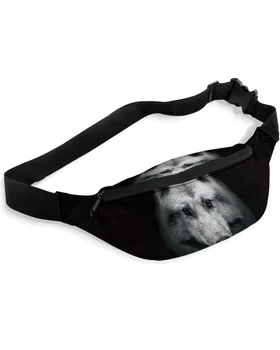 Голова животного Волка, черные поясные сумки, сумка через плечо, унисекс, сумка-мессенджер, повседневная модная поясная сумка для женщин 1