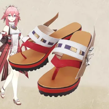 Горячая игра Genshin Impact Miko Yae Guuji Yae Косплей Сандалии Аниме на высоком каблуке Женская платформа Модная повседневная Милая обувь Cos 11