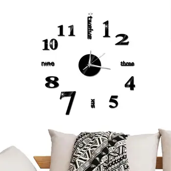 Горячие настенные часы своими руками Современные большие 3D настенные часы с акриловыми зеркальными наклейками с цифрами Для украшения гостиной, домашнего офиса