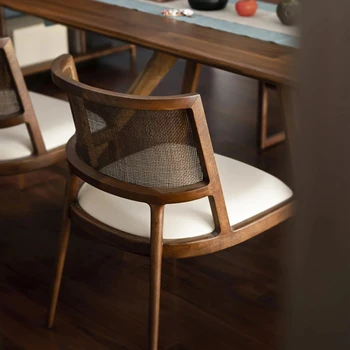 Деревянные гостиничные обеденные стулья, Комфортные обеденные стулья в скандинавском стиле из ротанга, Простые Одноместные Muebles, мебель для салона Hogar B1 11