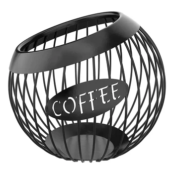 Держатель для кофейных стручков, органайзер для кофейных стручков большой емкости K Cup и Espresso, Металлическая корзина для хранения кофейных капсул 5