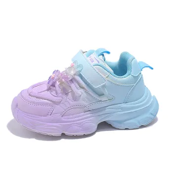 Детская теннисная Повседневная Обувь для девочек, высококачественные Модные Кроссовки для детей от 4 до 9 лет, розовые, пурпурные 9