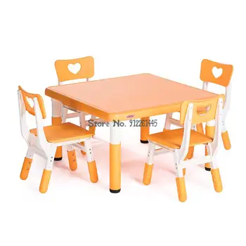 Детские игрушечные столы и стулья, пластиковые столы и стулья для детского сада, домашний стол, детский обеденный столик 13