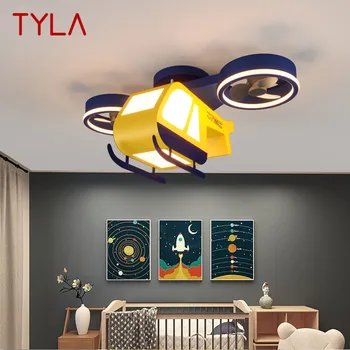 Детские потолочные вентиляторы TYLA с дистанционным управлением, 3 цвета, светодиодная мультяшная лампа в виде самолета с регулируемой яркостью для дома, детской комнаты, детского сада 5