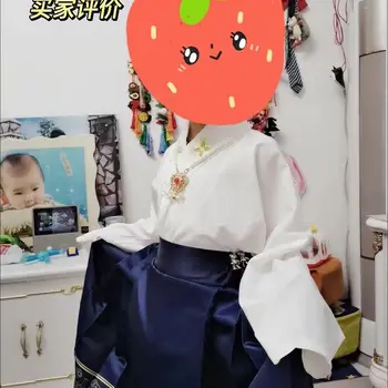 Детский комплект Hanfu в китайском стиле для девочек, юбка с изображением лошадиной морды в стиле Республики, ретро-комплект, детское платье для выступлений Hanfu 6