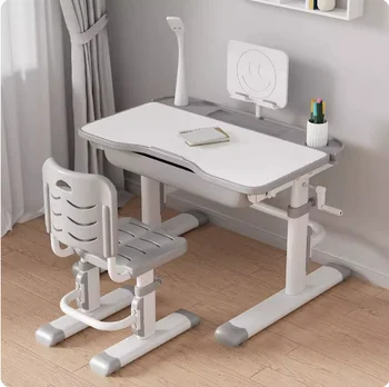 Детский рабочий стол, для написания домашних заданий учениками начальной школы, письменный стол, домашний минималистичный детский стол, стул, регулируемый 7