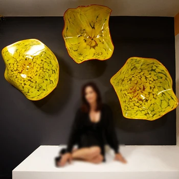 Дизайнерское настенное бра из муранского стекла, настенная пластина для дома, Желтое Подвесное декоративное настенное искусство