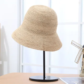 Женская летняя уличная минималистичная пляжная шляпа-панама из соломы Lafite, плетеная рыбацкая соломенная пляжная шляпа 14
