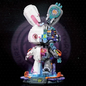 Животные будущего Робот Кролик Строительный блок Полумеханический Киборг Кирпичи Сборная модель Коллекция игрушек со светом для подарков