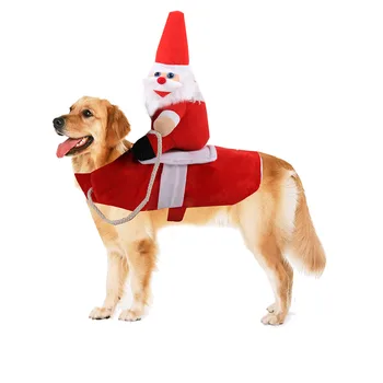 Забавная одежда для домашних собак Рождественская Одежда Санта-Клауса для большой собаки Забавные костюмы для верховой езды на оленях, куртка для щенков, пальто, товары для домашних животных