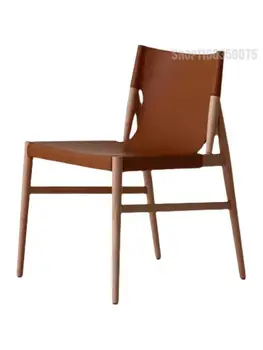 Изготовленное на заказ простое роскошное домашнее кожаное обеденное кресло, Современный дизайнерский стул для бревен, Высококлассный отель, встречающий гостей для 5